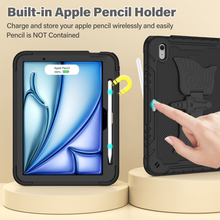 For iPad Air 11 2026 / 2025 / 2024 Kickstand PC Hybrid Silicone Tablet Case with Strap