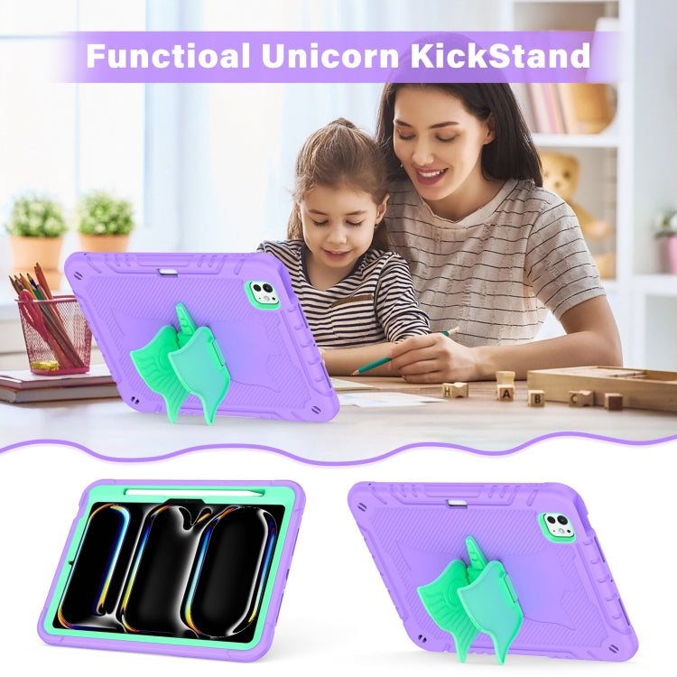 For iPad Pro 11 2025 / 2024 Kickstand PC Hybrid Silicone Tablet Case with Strap