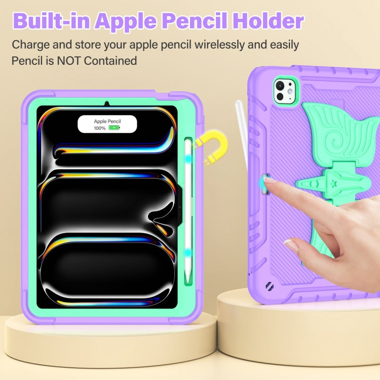 For iPad Pro 11 2025 / 2024 Kickstand PC Hybrid Silicone Tablet Case with Strap