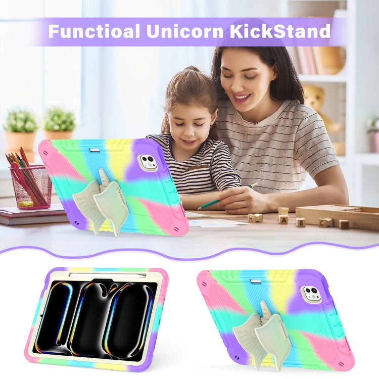 For iPad Pro 11 2025 / 2024 Kickstand PC Hybrid Silicone Tablet Case with Strap