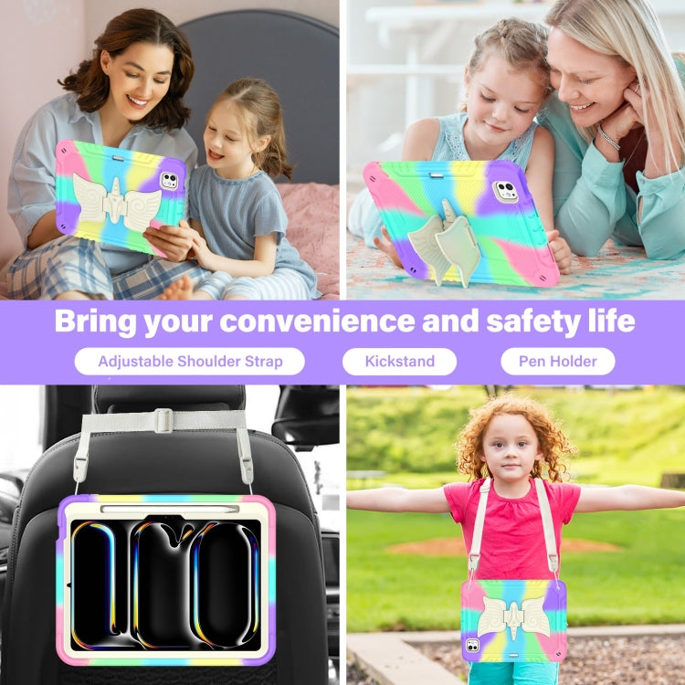 For iPad Pro 11 2025 / 2024 Kickstand PC Hybrid Silicone Tablet Case with Strap