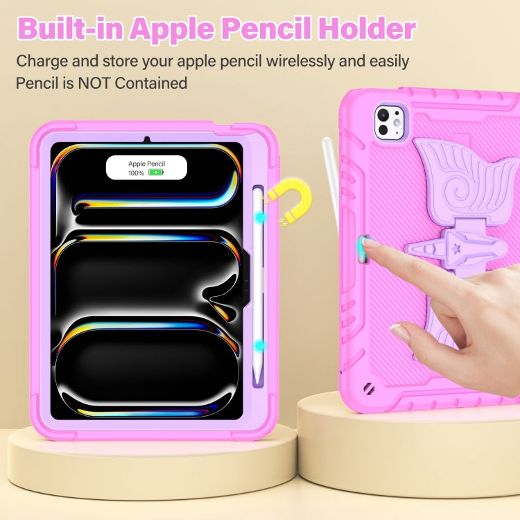 For iPad Pro 11 2025 / 2024 Kickstand PC Hybrid Silicone Tablet Case with Strap