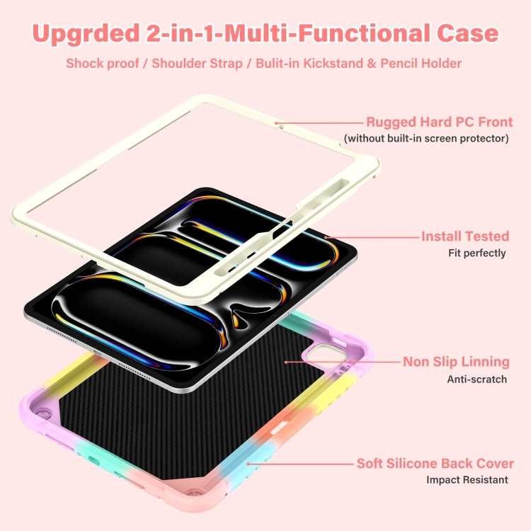 For iPad Pro 11 2025 / 2024 Kickstand PC Hybrid Silicone Tablet Case with Strap