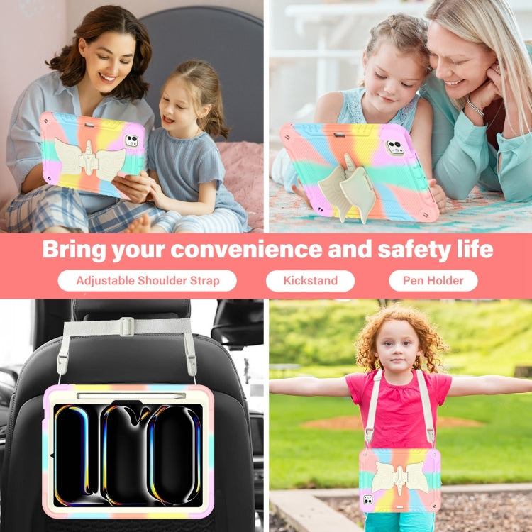 For iPad Pro 11 2025 / 2024 Kickstand PC Hybrid Silicone Tablet Case with Strap