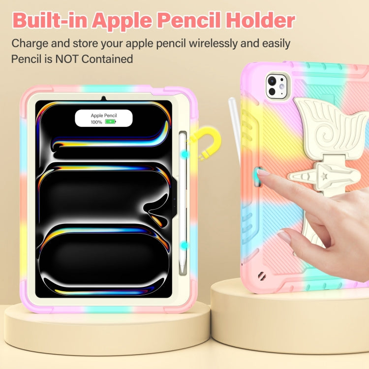 For iPad Pro 11 2025 / 2024 Kickstand PC Hybrid Silicone Tablet Case with Strap