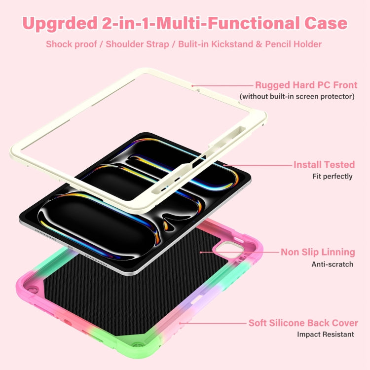 For iPad Pro 11 2025 / 2024 Kickstand PC Hybrid Silicone Tablet Case with Strap
