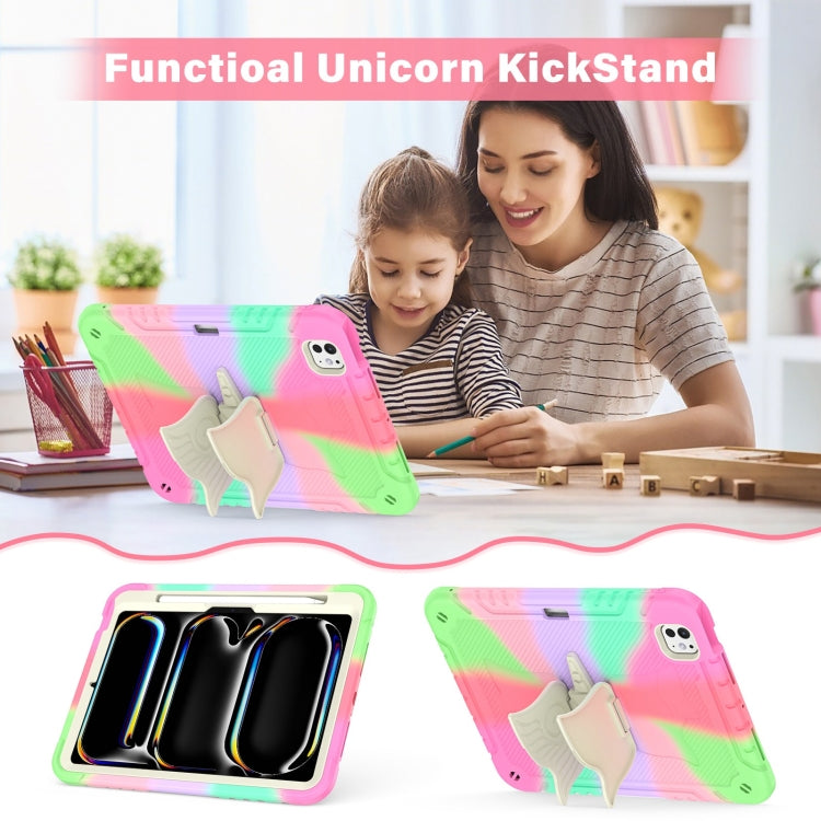 For iPad Pro 11 2025 / 2024 Kickstand PC Hybrid Silicone Tablet Case with Strap