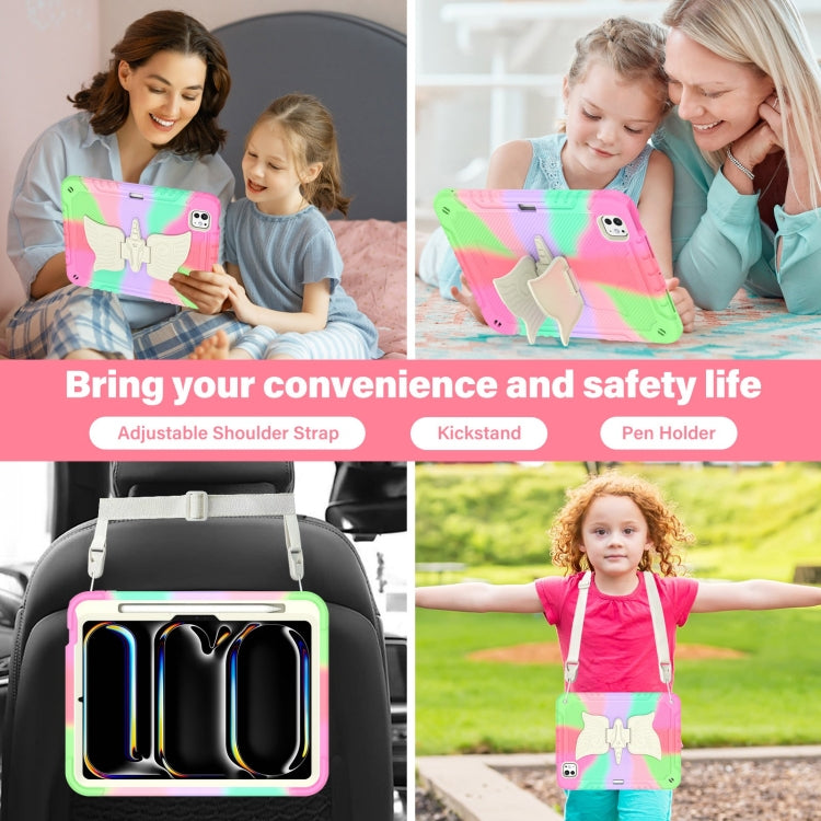 For iPad Pro 11 2025 / 2024 Kickstand PC Hybrid Silicone Tablet Case with Strap