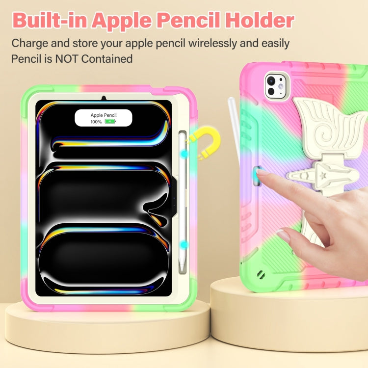For iPad Pro 11 2025 / 2024 Kickstand PC Hybrid Silicone Tablet Case with Strap