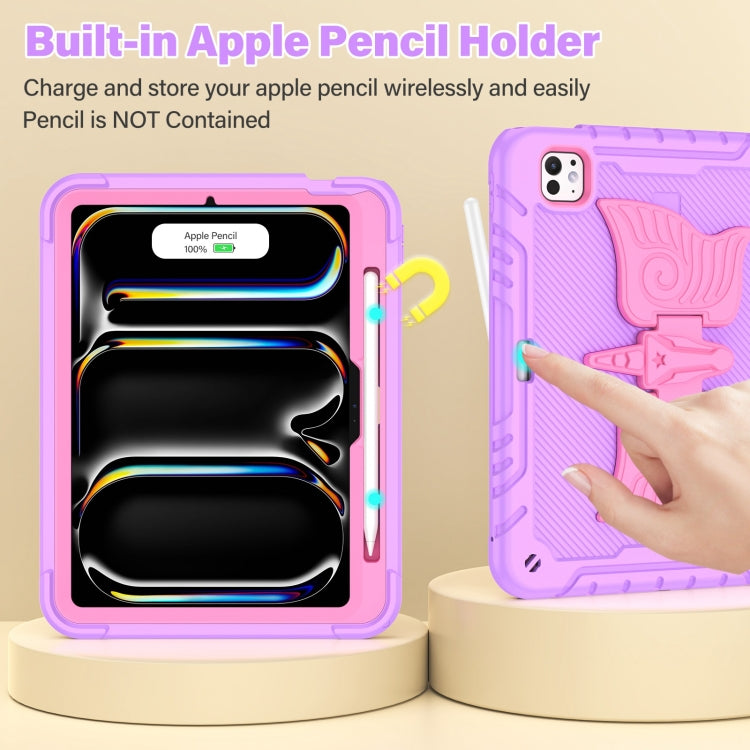 For iPad Pro 11 2025 / 2024 Kickstand PC Hybrid Silicone Tablet Case with Strap
