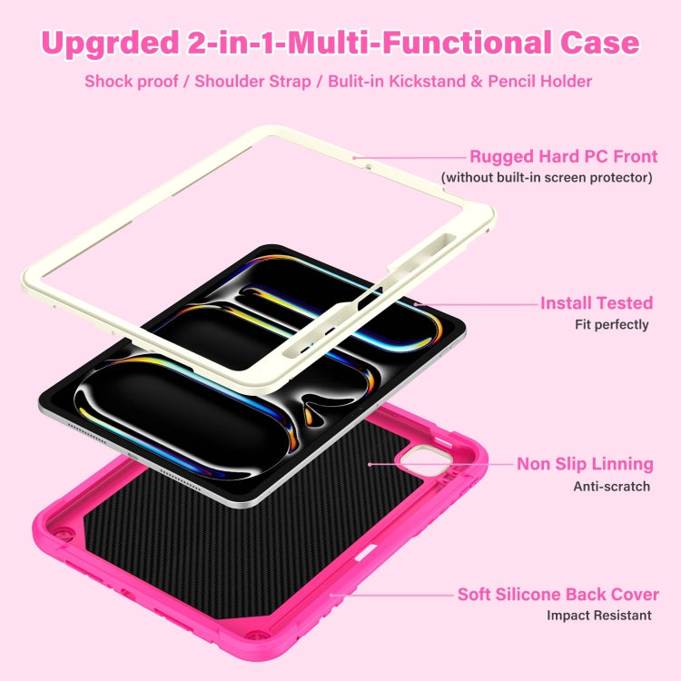 For iPad Pro 11 2025 / 2024 Kickstand PC Hybrid Silicone Tablet Case with Strap