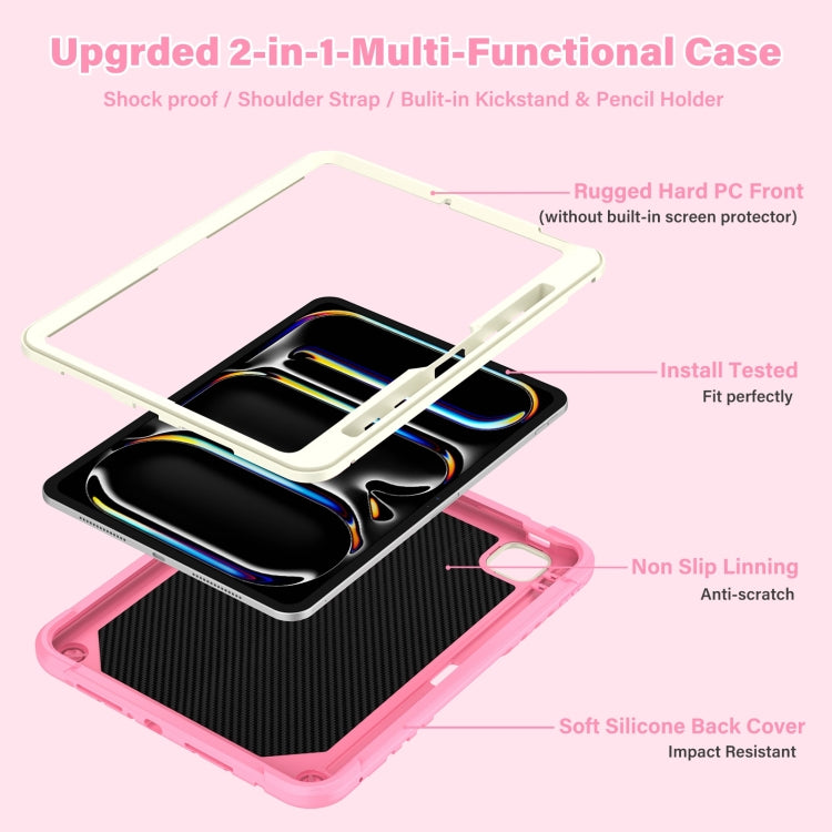 For iPad Pro 11 2025 / 2024 Kickstand PC Hybrid Silicone Tablet Case with Strap