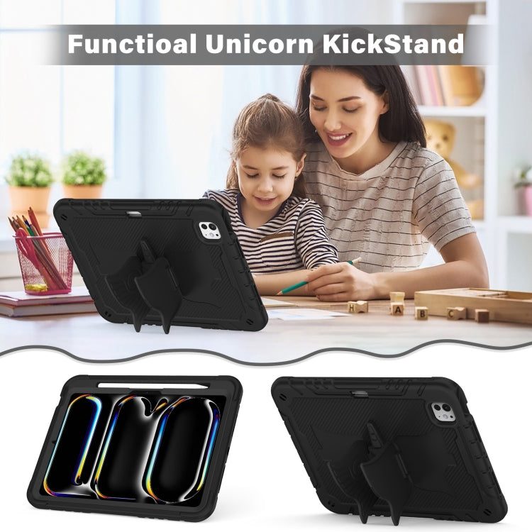 For iPad Pro 11 2025 / 2024 Kickstand PC Hybrid Silicone Tablet Case with Strap