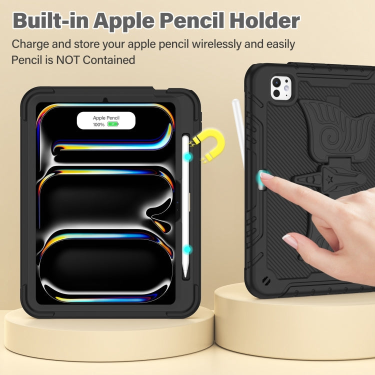 For iPad Pro 11 2025 / 2024 Kickstand PC Hybrid Silicone Tablet Case with Strap