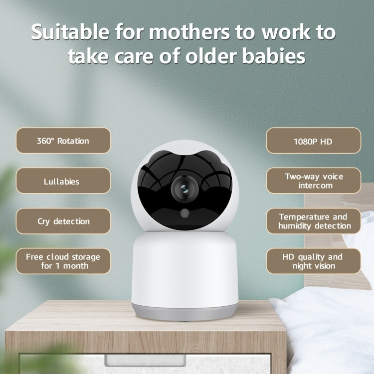 YT51 1920x1080 Home Baby Wireless Camera, with Temperature and Humidity Sensor EU Plug - White