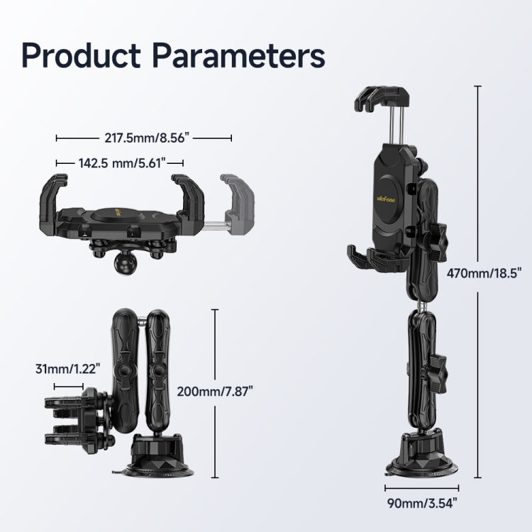 Ulefone UAN02 Armor Mount Max Car Phone Tablet Holder - Black