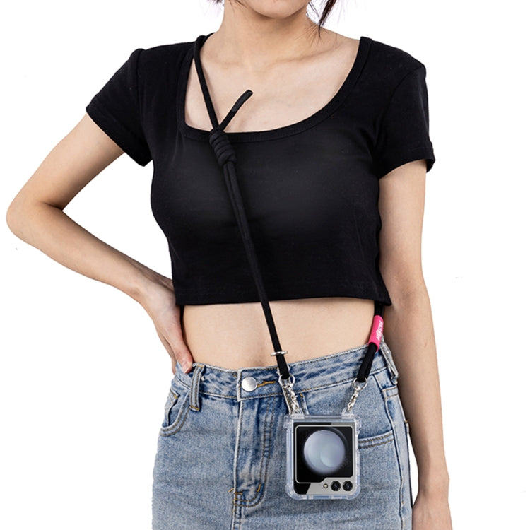 For Samsung Galaxy Z Flip5 GKK Airbag Hinge Full Coverage Phone Case with Crossbody Rope