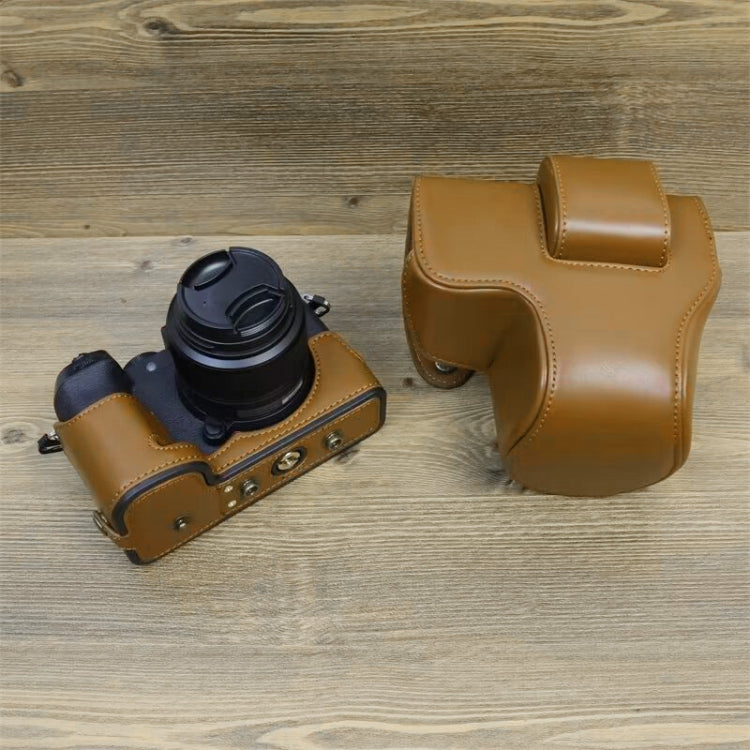 For FUJIFILM X-S20 Full Body Leather Camera Case Bag with Strap