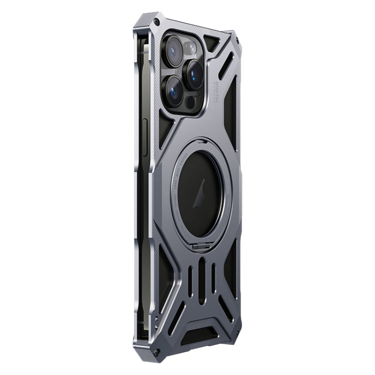 For iPhone 16 Pro Max Aluminum Alloy Borderless MagSafe Rotating Holder Phone Case