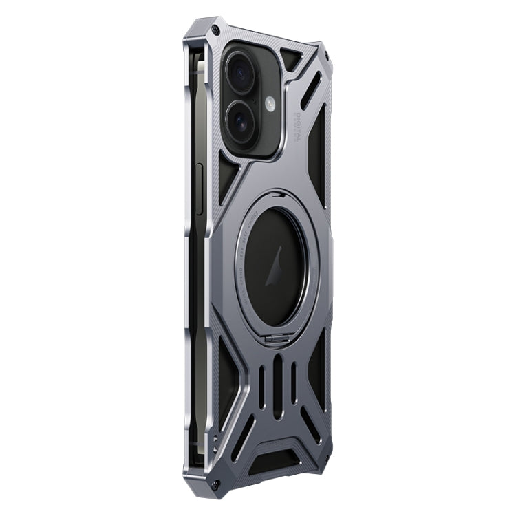 For iPhone 16 Aluminum Alloy Borderless MagSafe Rotating Holder Phone Case