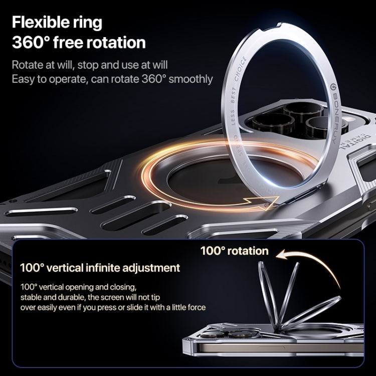 For iPhone 15 Pro Max Aluminum Alloy Borderless MagSafe Rotating Holder Phone Case
