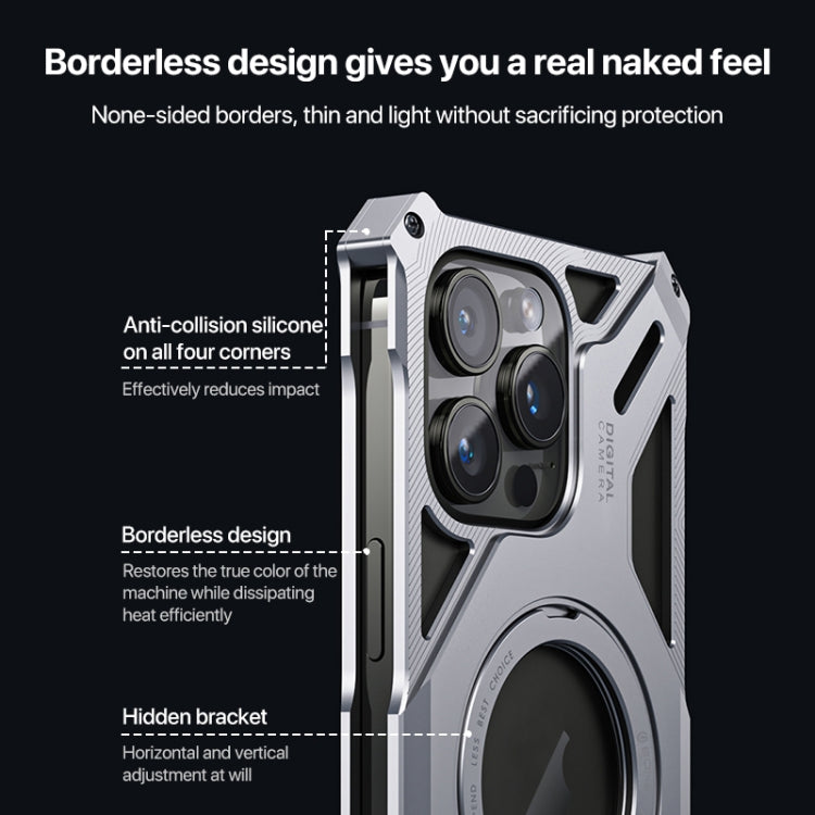 For iPhone 15 Pro Max Aluminum Alloy Borderless MagSafe Rotating Holder Phone Case