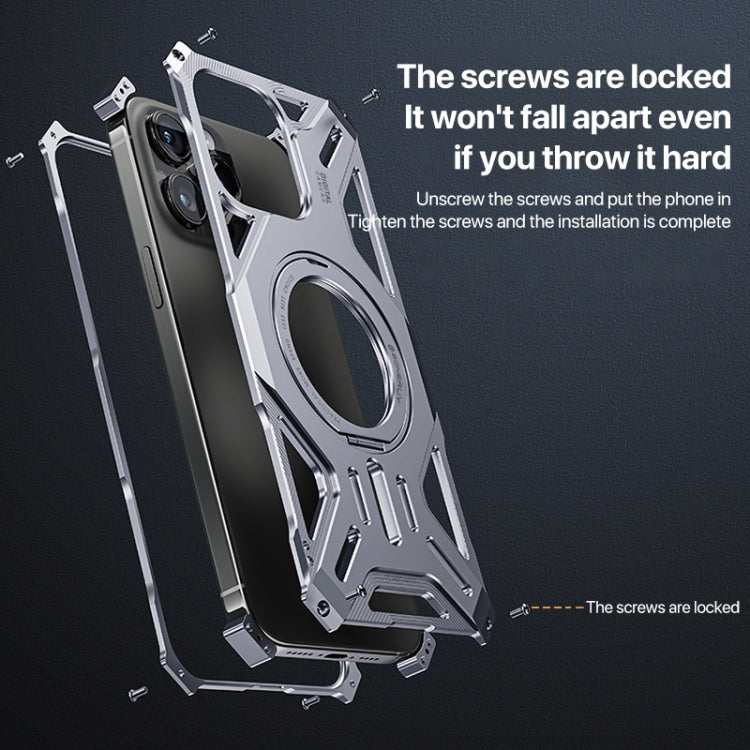 For iPhone 14 Pro / 13 Pro Aluminum Alloy Borderless MagSafe Rotating Holder Phone Case