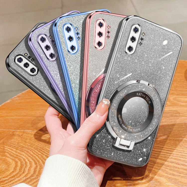 For Samsung Galaxy Note10+ Plated Gradient Glitter Round Holder TPU Phone Case