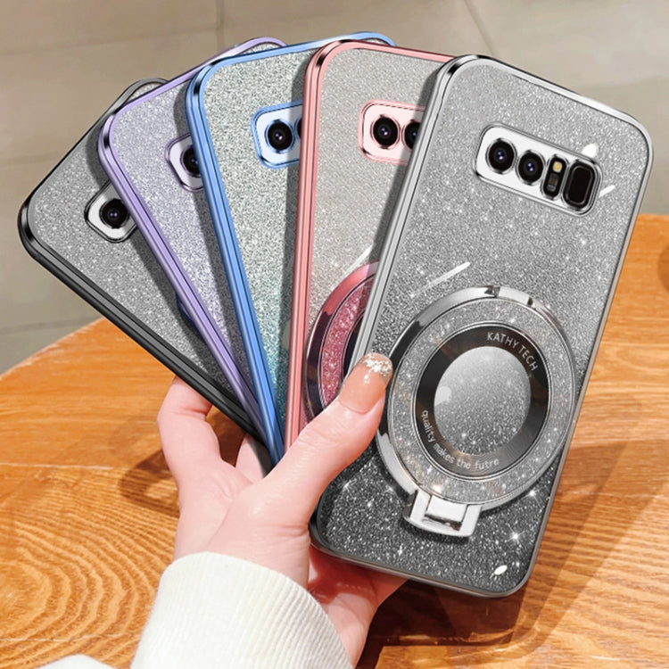For Samsung Galaxy Note8 Plated Gradient Glitter Round Holder TPU Phone Case