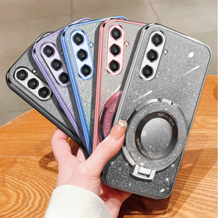 For Samsung Galaxy S23 FE 5G Plated Gradient Glitter Round Holder TPU Phone Case
