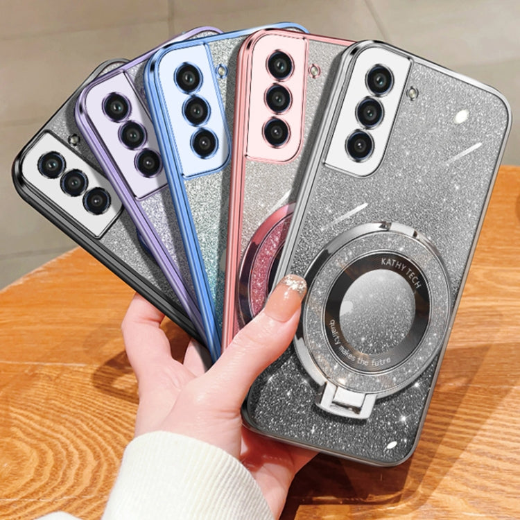 For Samsung Galaxy S21 FE 5G Plated Gradient Glitter Round Holder TPU Phone Case