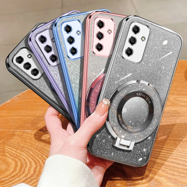 For Samsung Galaxy A05s Plated Gradient Glitter Round Holder TPU Phone Case