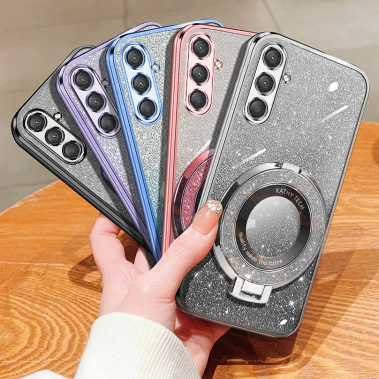 For Samsung Galaxy A25 5G Plated Gradient Glitter Round Holder TPU Phone Case
