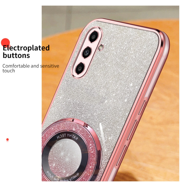 For Samsung Galaxy A14 Plated Gradient Glitter Round Holder TPU Phone Case