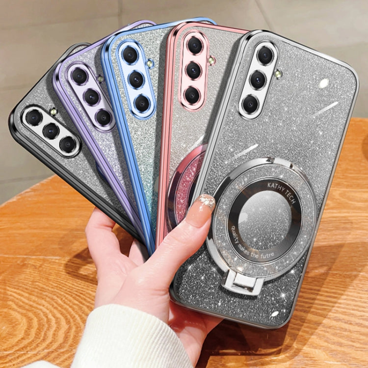 For Samsung Galaxy A34 5G Plated Gradient Glitter Round Holder TPU Phone Case