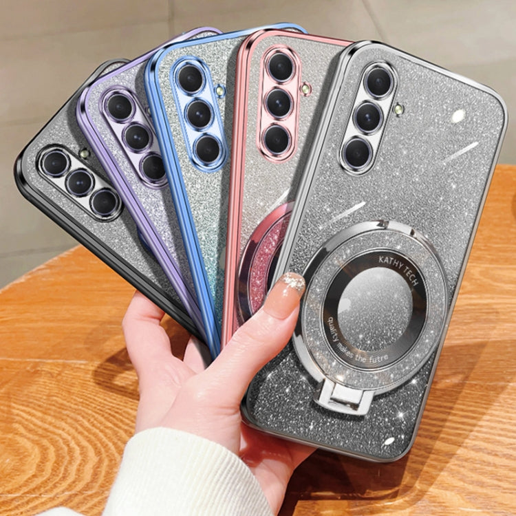 For Samsung Galaxy A54 5G Plated Gradient Glitter Round Holder TPU Phone Case
