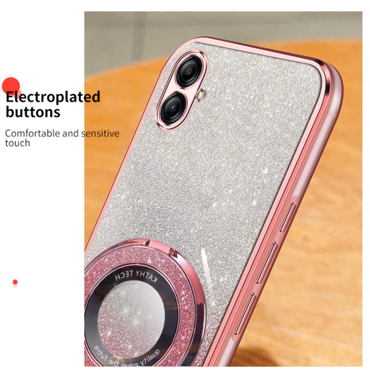 For Samsung Galaxy A04e Plated Gradient Glitter Round Holder TPU Phone Case