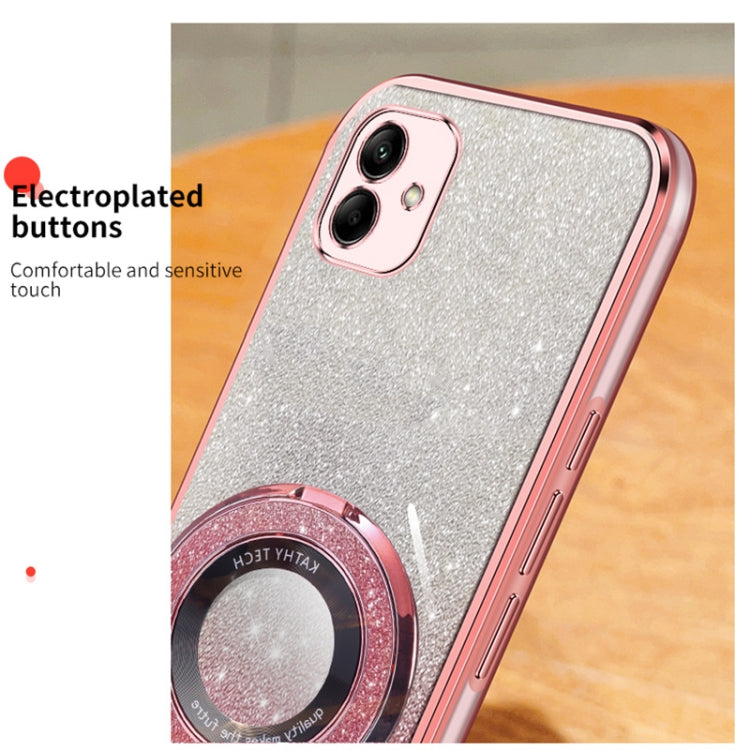 For Samsung Galaxy A04 Plated Gradient Glitter Round Holder TPU Phone Case