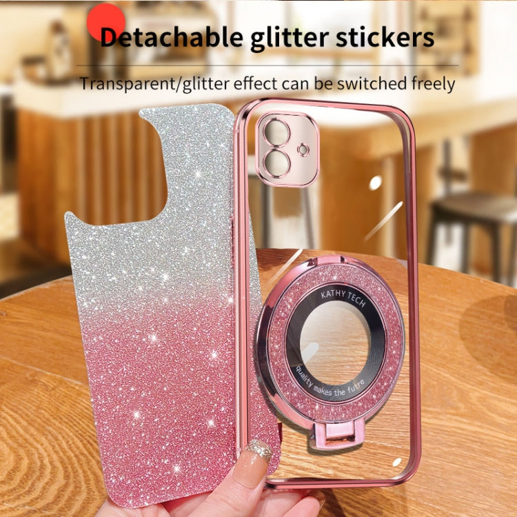 For Samsung Galaxy A04 Plated Gradient Glitter Round Holder TPU Phone Case