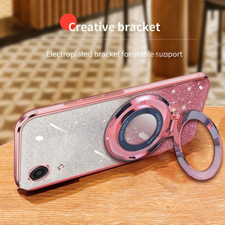 For Samsung Galaxy A03 Core Plated Gradient Glitter Round Holder TPU Phone Case