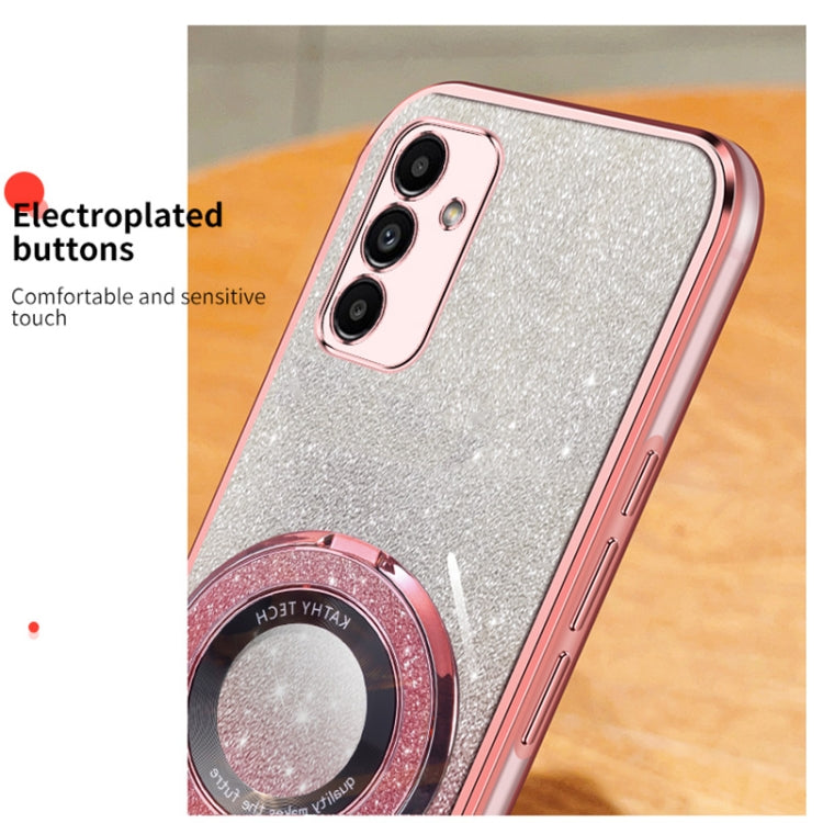 For Samsung Galaxy A13 5G / A04s Plated Gradient Glitter Round Holder TPU Phone Case