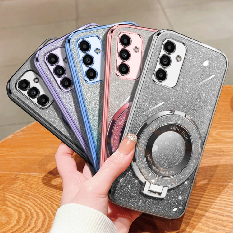 For Samsung Galaxy A13 5G / A04s Plated Gradient Glitter Round Holder TPU Phone Case