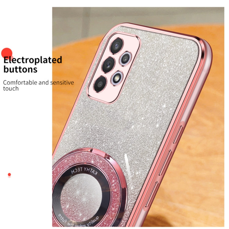 For Samsung Galaxy A32 Plated Gradient Glitter Round Holder TPU Phone Case