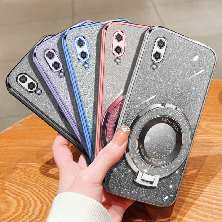 For Samsung Galaxy A02 EU Plated Gradient Glitter Round Holder TPU Phone Case