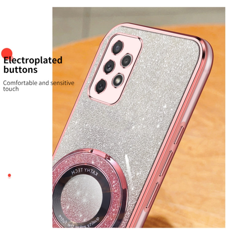For Samsung Galaxy A72 4G / 5G Plated Gradient Glitter Round Holder TPU Phone Case