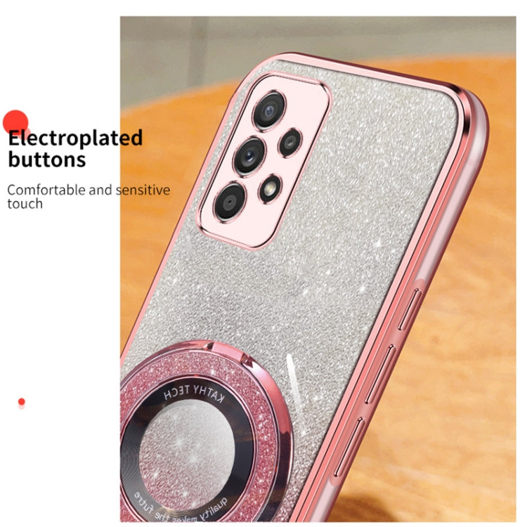 For Samsung Galaxy A52 4G / 5G Plated Gradient Glitter Round Holder TPU Phone Case