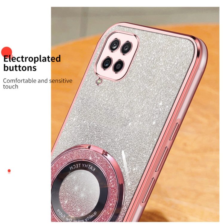 For Samsung Galaxy A12 Plated Gradient Glitter Round Holder TPU Phone Case