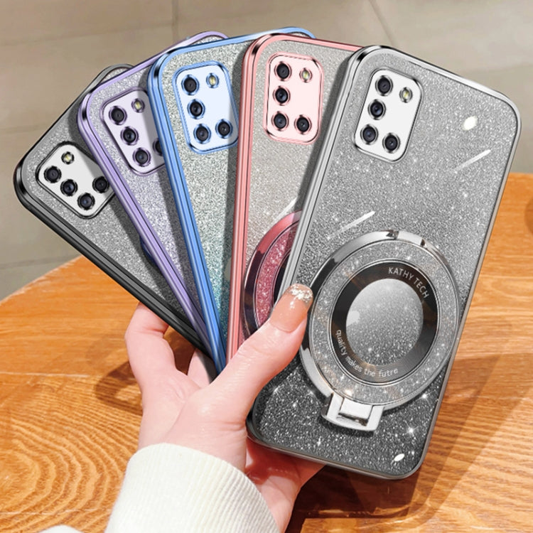 For Samsung Galaxy A31 4G Plated Gradient Glitter Round Holder TPU Phone Case
