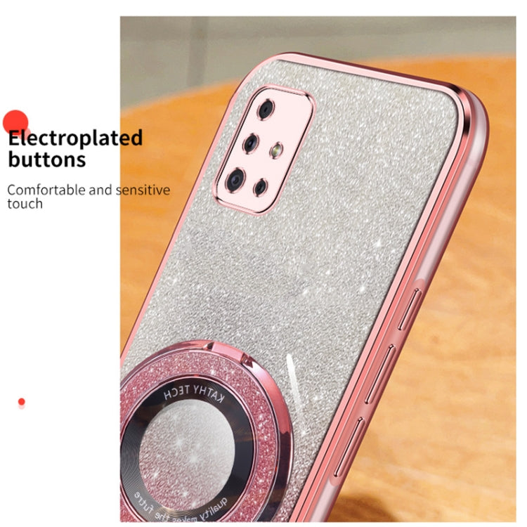 For Samsung Galaxy A51 4G Plated Gradient Glitter Round Holder TPU Phone Case