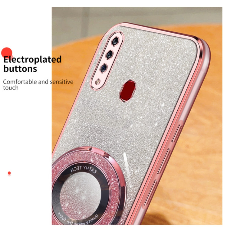 For Samsung Galaxy A20s Plated Gradient Glitter Round Holder TPU Phone Case